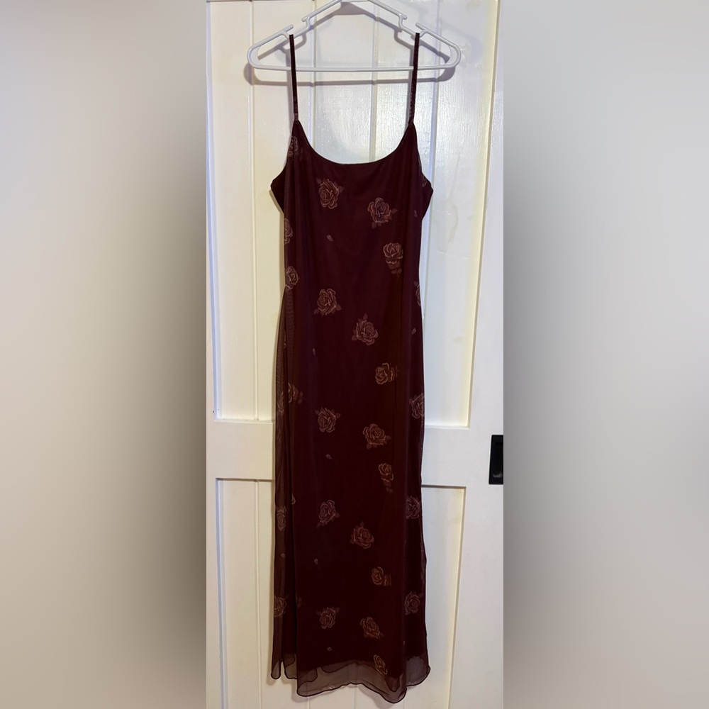 Commense Burgundy Floral Dress